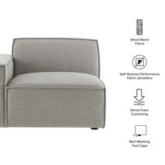 Restore Pewter Performance Fabric Upholstered Left-Facing Modular Lounge Chair - Ornate Home