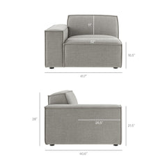 Restore Pewter Performance Fabric Upholstered Left-Facing Modular Lounge Chair - Ornate Home