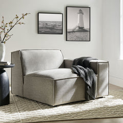 Restore Pewter Performance Fabric Upholstered Right-Facing Modular Lounge Chair - Ornate Home