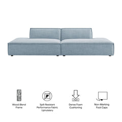 Restore Sky 2-Piece Performance Fabric Upholstered Modular Loveseat - 40.5x112" - Ornate Home