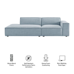 Restore Sky 2-Piece Performance Fabric Upholstered Modular Loveseat - 40.6x97.7" - Ornate Home