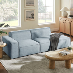 Restore Sky 2-Piece Performance Fabric Upholstered Modular Loveseat - 40.6x97.7x28" - Ornate Home
