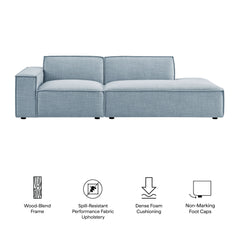 Restore Sky 2-Piece Performance Fabric Upholstered Modular Loveseat - 40.6x97.7x28" - Ornate Home