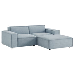 Restore Sky 3-Piece Performance Fabric Upholstered Modular Loveseat with Ottoman - Ornate Home