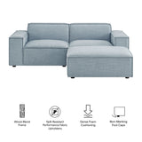 Restore Sky 3-Piece Performance Fabric Upholstered Modular Loveseat with Ottoman - Ornate Home