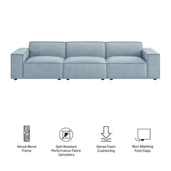 Restore Sky 3-Piece Performance Fabric Upholstered Modular Sofa Set - Ornate Home