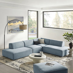 Restore Sky 4-Piece Performance Fabric Upholstered Modular L-Shaped Armless Sectional Sofa - Ornate Home