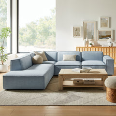 Restore Sky 4-Piece Performance Fabric Upholstered Modular L-Shaped Sofa - 96.5x117.3" - Ornate Home