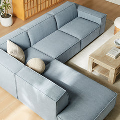Restore Sky 4-Piece Performance Fabric Upholstered Modular L-Shaped Sofa - 96.5x117.3" - Ornate Home