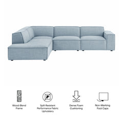 Restore Sky 4-Piece Performance Fabric Upholstered Modular L-Shaped Sofa - 96.5x117.3" - Ornate Home