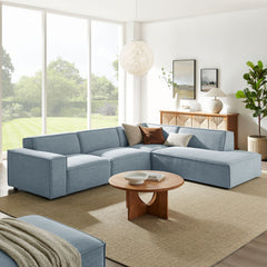 Restore Sky 4-Piece Performance Fabric Upholstered Modular L-Shaped Sofa - 96.5x117.3x28" - Ornate Home