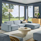 Restore Sky 4-Piece Performance Fabric Upholstered Modular Sofa Set with Ottoman - Ornate Home