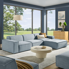 Restore Sky 4-Piece Performance Fabric Upholstered Modular Sofa Set with Ottoman - Ornate Home