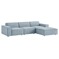 Restore Sky 4-Piece Performance Fabric Upholstered Modular Sofa Set with Ottoman - Ornate Home