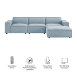 Restore Sky 4-Piece Performance Fabric Upholstered Modular Sofa Set with Ottoman - Ornate Home