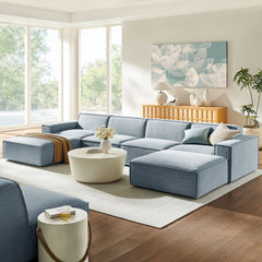 Restore Sky 6-Piece Performance Fabric Upholstered Modular Sectional Sofa - Ornate Home