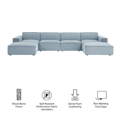 Restore Sky 6-Piece Performance Fabric Upholstered Modular Sectional Sofa - Ornate Home