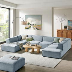 Restore Sky 6-Piece Performance Fabric Upholstered U-Shaped Sectional Sofa - Ornate Home
