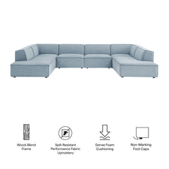 Restore Sky 6-Piece Performance Fabric Upholstered U-Shaped Sectional Sofa - Ornate Home