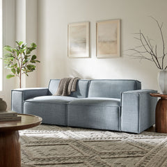 Restore Sky Blue 2-Piece Performance Fabric Upholstered Modular Loveseat - Ornate Home