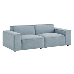 Restore Sky Blue 2-Piece Performance Fabric Upholstered Modular Loveseat - Ornate Home