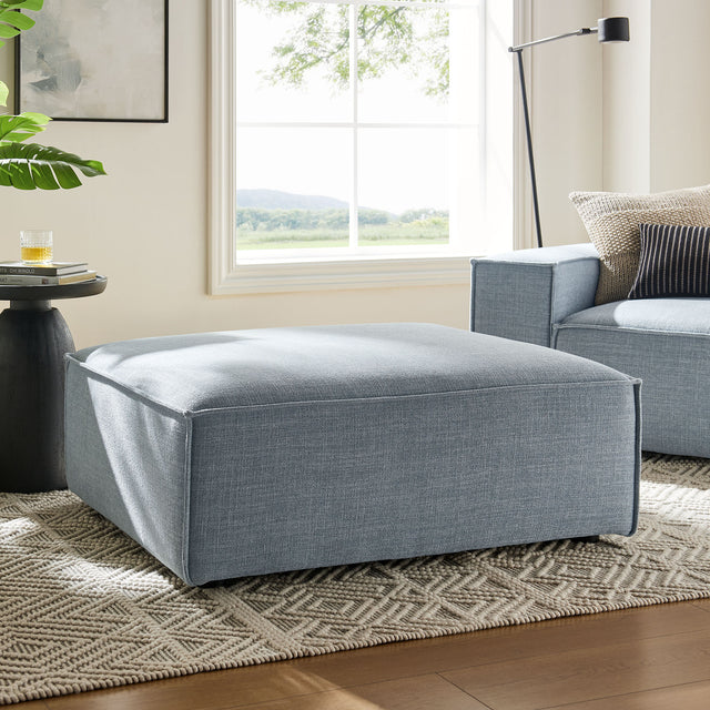 Restore Sky Performance Fabric Upholstered Modular Ottoman - Ornate Home