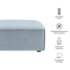 Restore Sky Performance Fabric Upholstered Modular Ottoman - Ornate Home