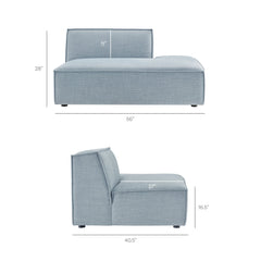 Restore Sky Performance Fabric Upholstered Right-Facing Armless Modular Chaise - Ornate Home