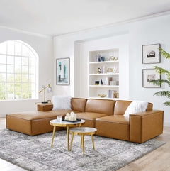 Restore Tan 4-Piece Vegan Leather Sectional Sofa - Ornate Home