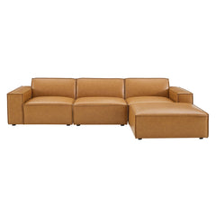 Restore Tan 4-Piece Vegan Leather Sectional Sofa - Ornate Home