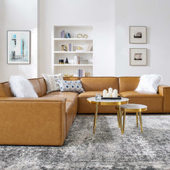 Restore Tan 5-Piece Vegan Leather Sectional Sofa - 118x118" - Ornate Home