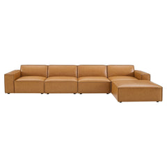 Restore Tan 5-Piece Vegan Leather Sectional Sofa - 82x164" - Ornate Home