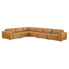 Restore Tan 6-Piece Vegan Leather Sectional Sofa - 122.5x163" - Ornate Home