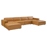 Restore Tan 6-Piece Vegan Leather Sectional Sofa - 82x164" - Ornate Home