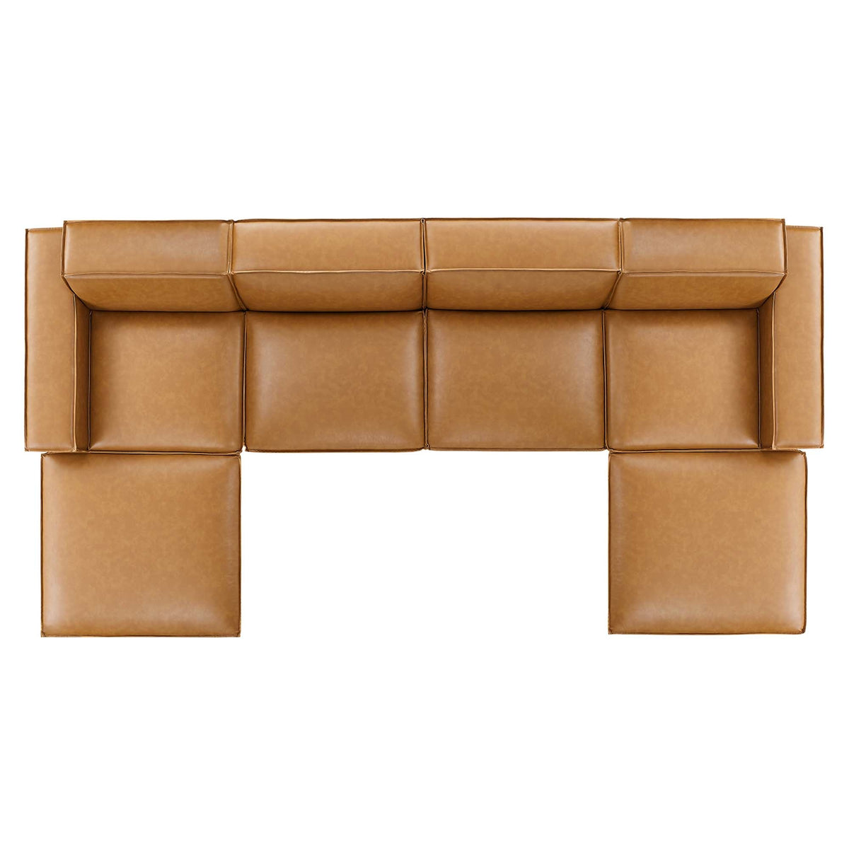Restore Tan 6-Piece Vegan Leather Sectional Sofa - 82x164" - Ornate Home