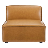 Restore Tan 6-Piece Vegan Leather Sectional Sofa - 82x164" - Ornate Home