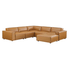 Restore Tan 6-Piece Vegan Leather Sectional Sofa - 82x204.5" - Ornate Home