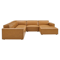 Restore Tan 6-Piece Vegan Leather Sectional Sofa - 82x204.5" - Ornate Home