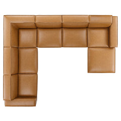 Restore Tan 7-Piece Vegan Leather Sectional Sofa - Ornate Home