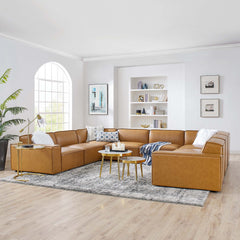 Restore Tan 8-Piece Vegan Leather Sectional Sofa - Ornate Home