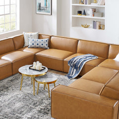 Restore Tan 8-Piece Vegan Leather Sectional Sofa - Ornate Home