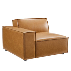 Restore Tan Left-Arm Vegan Leather Sectional Sofa Chair - Ornate Home