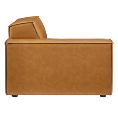 Restore Tan Left-Arm Vegan Leather Sectional Sofa Chair - Ornate Home