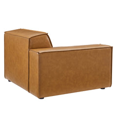Restore Tan Left-Arm Vegan Leather Sectional Sofa Chair - Ornate Home