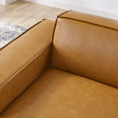Restore Tan Left-Arm Vegan Leather Sectional Sofa Chair - Ornate Home