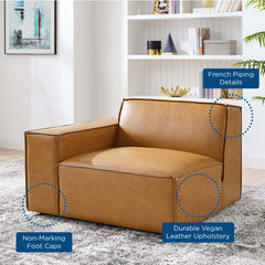Restore Tan Left-Arm Vegan Leather Sectional Sofa Chair - Ornate Home