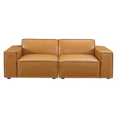 Restore Tan Vegan Leather Loveseat - Ornate Home