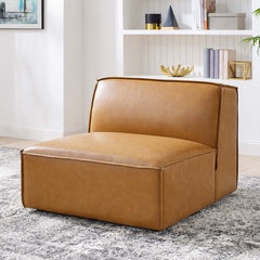 Restore Tan Vegan Leather Sectional Sofa Armless Chair - Ornate Home