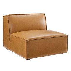 Restore Tan Vegan Leather Sectional Sofa Armless Chair - Ornate Home