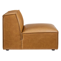 Restore Tan Vegan Leather Sectional Sofa Armless Chair - Ornate Home